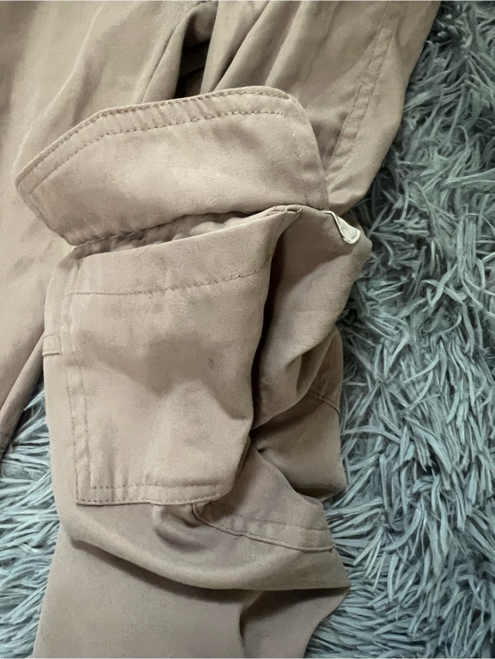 🌼3/38 Tan Drawstring Jogger Pants with Black Waistband xl - Picture 2 of 3